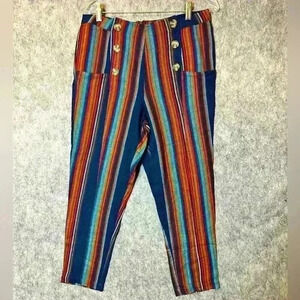 NWT Chaser Multicolored Women’s Striped Cropped Pants - Small